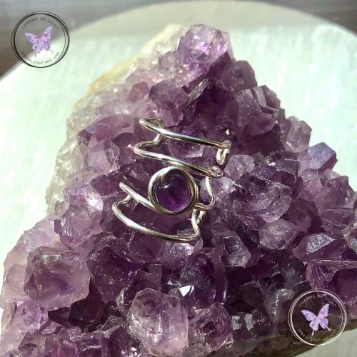 Amethyst Silver Banded Ear Cuff